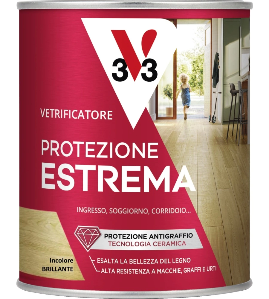 Vetrificatore parquet protezione estrema h20  - brillante incolore  - 0,75 litri